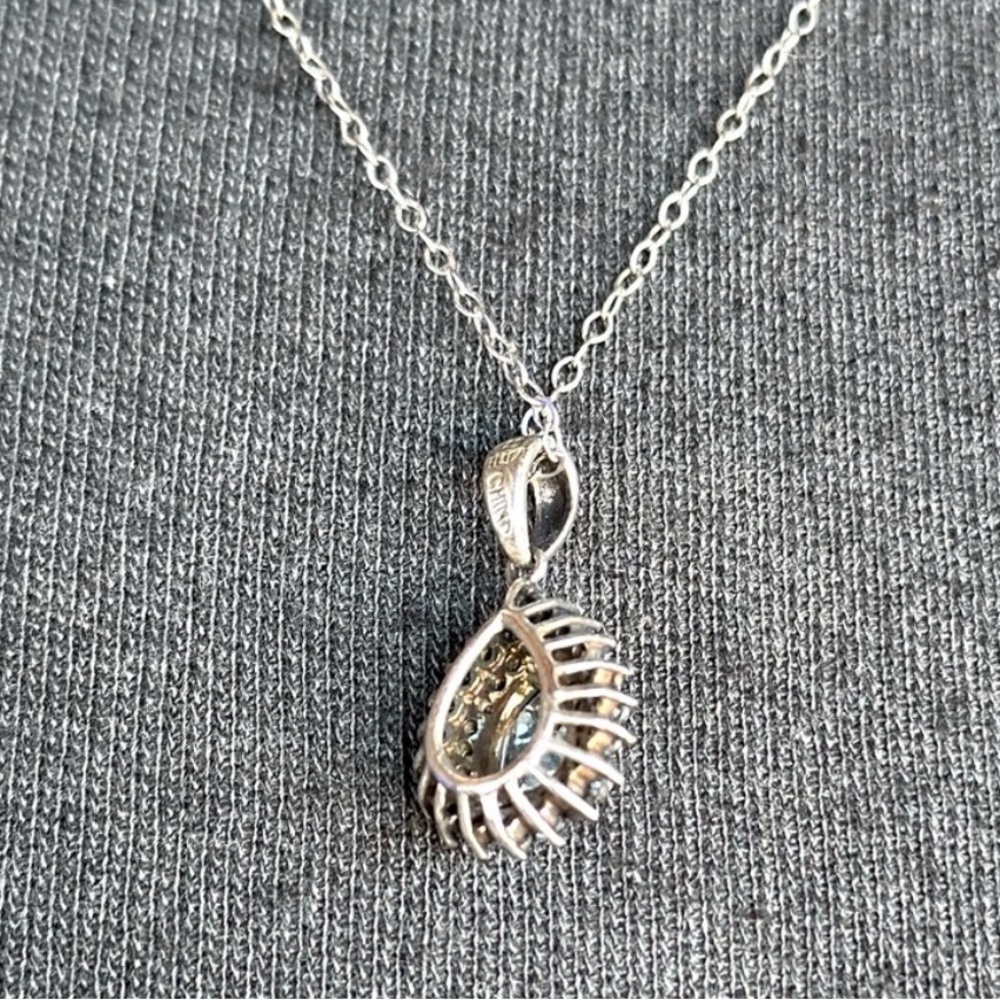 3/$30 ❤️ Blue CZ teardrop pendant necklace sterling silver 925, 18” chain - Picture 5 of 8